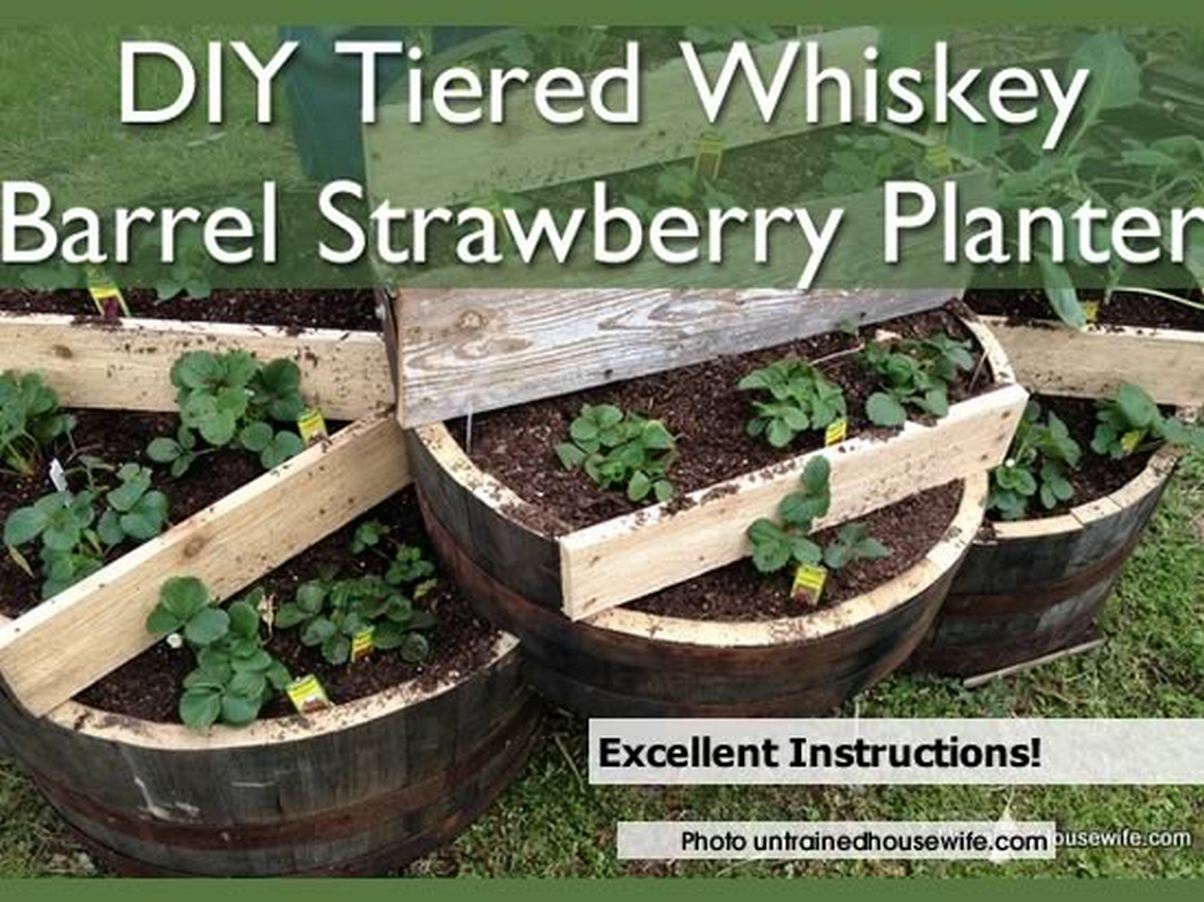 How To Make An Awesome Tiered Whiskey Barrel Strawberry Planter