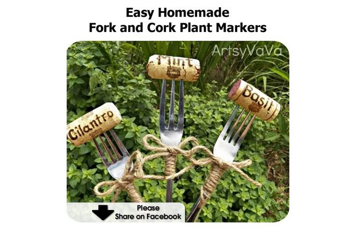 Easy Homemade Fork and Cork Plant Markers
