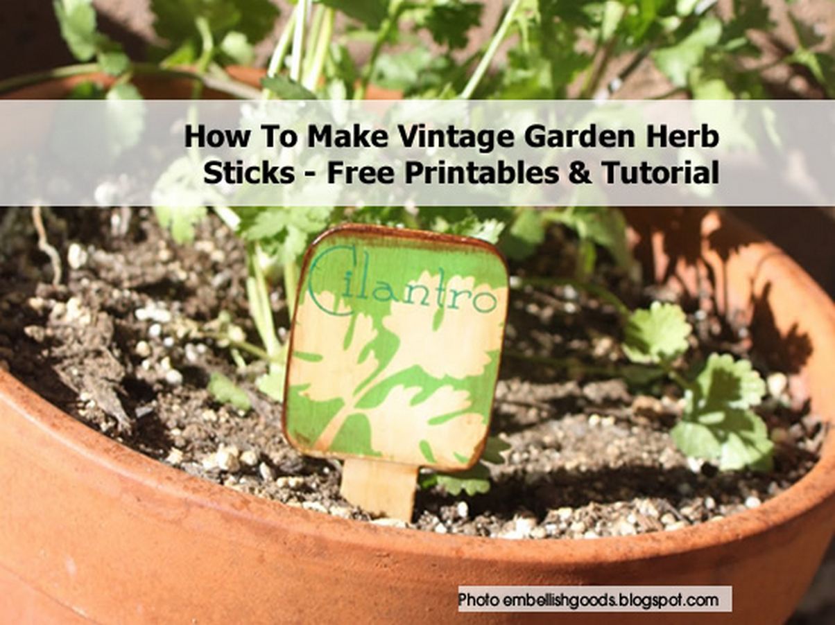 How To Make Vintage Garden Herb Sticks - Free Printables &amp; Tutorial