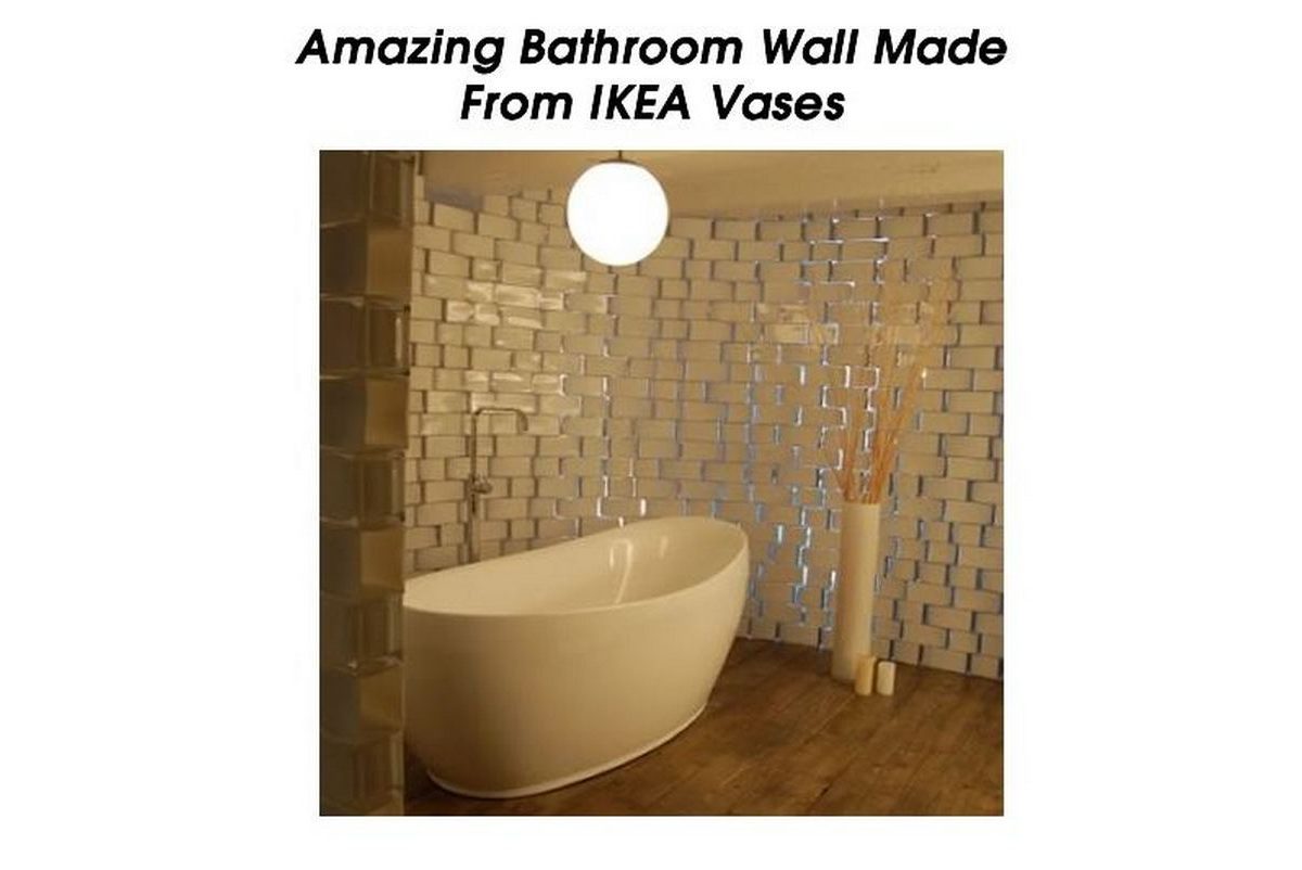 Amazing Bathroom Wall Made From IKEA Vases